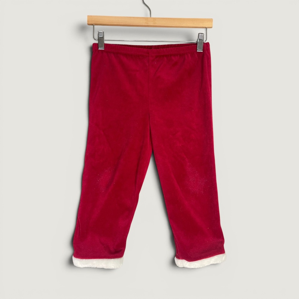 Toddler Red Velvet Christmas Pants Santa Trim Holiday 4T